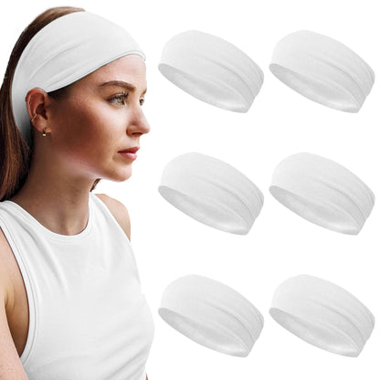 Styla Hair 6 Pack Wide Stretch Boho Headbands - White