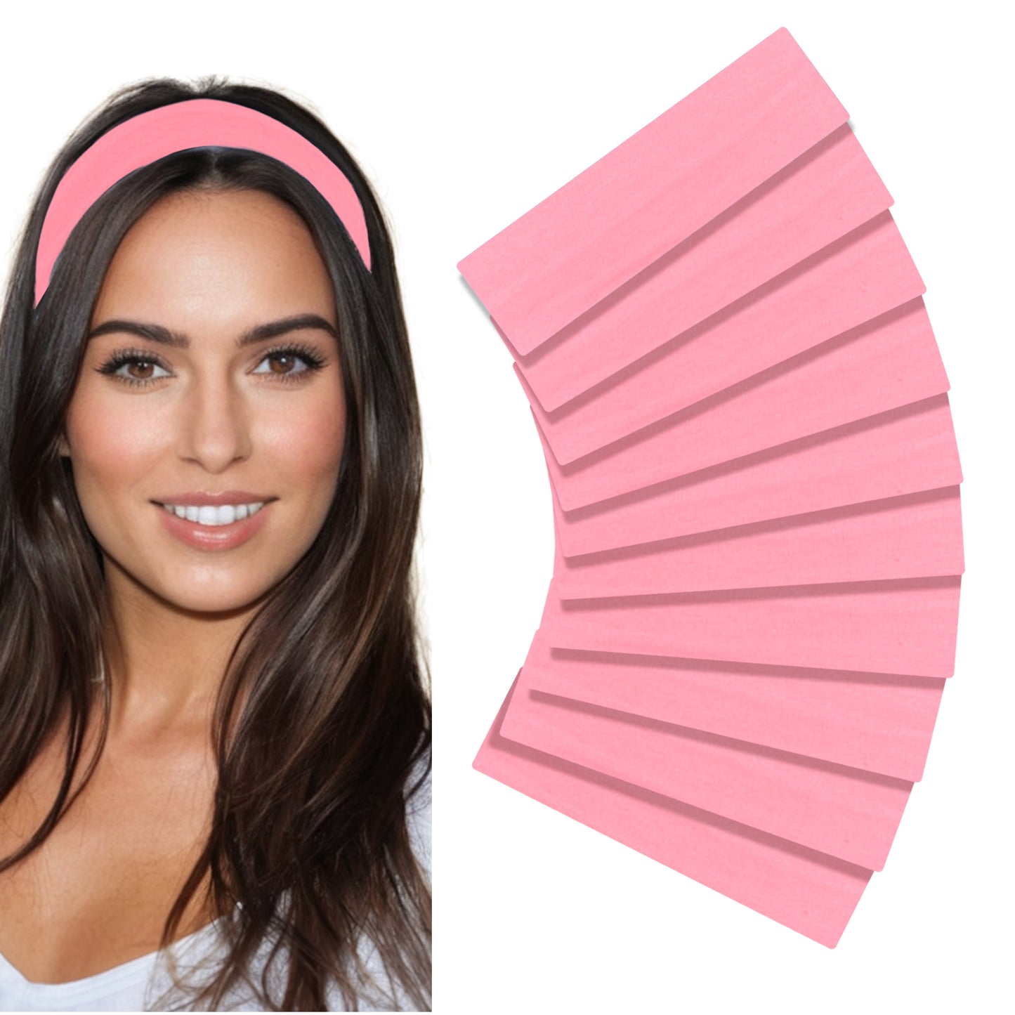 Styla Hair 10 Pack Stretch Fashion Head Bands for Women & Men – Pink