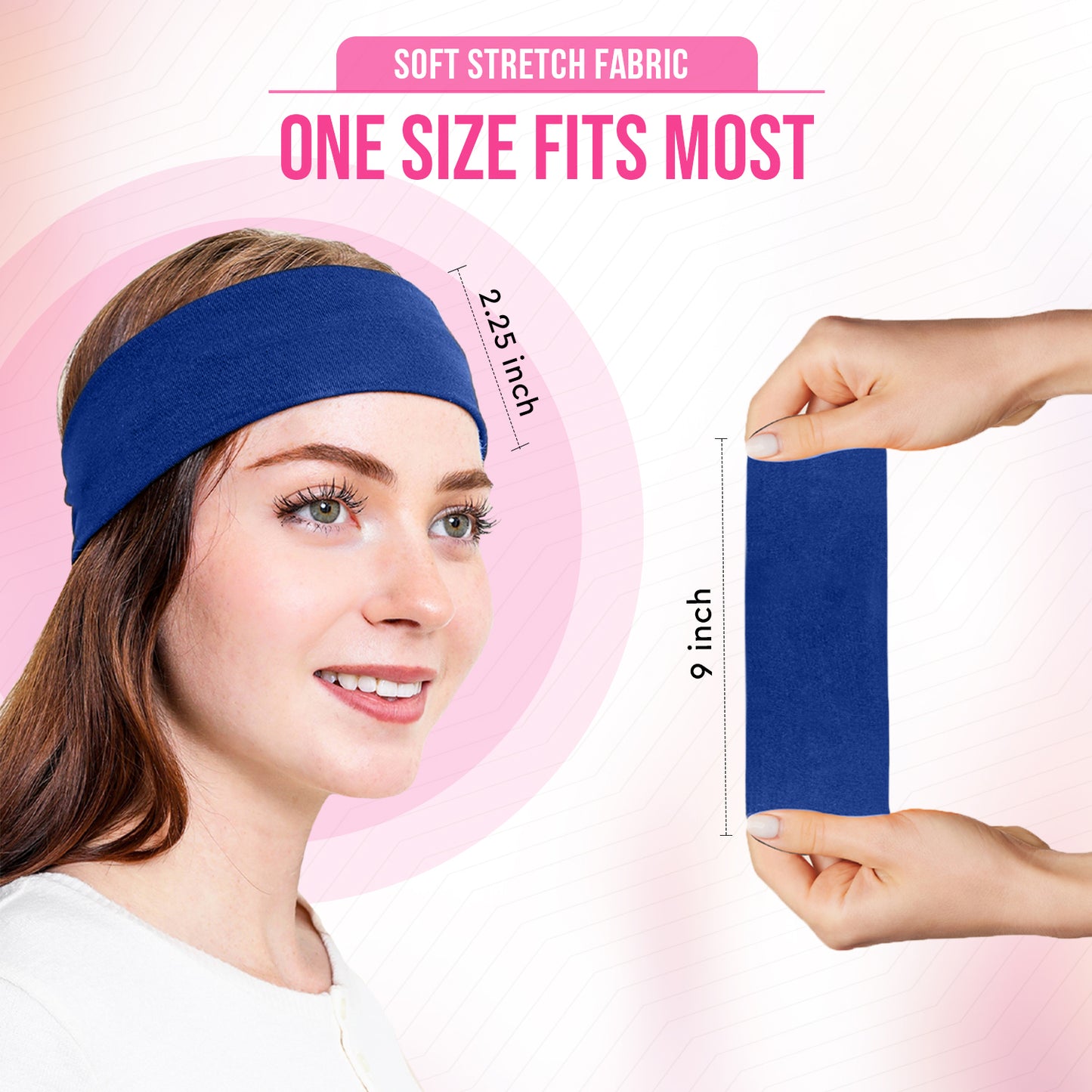 Styla Hair 10 Pack Stretch Fashion Head Bands for Women & Men – Blue