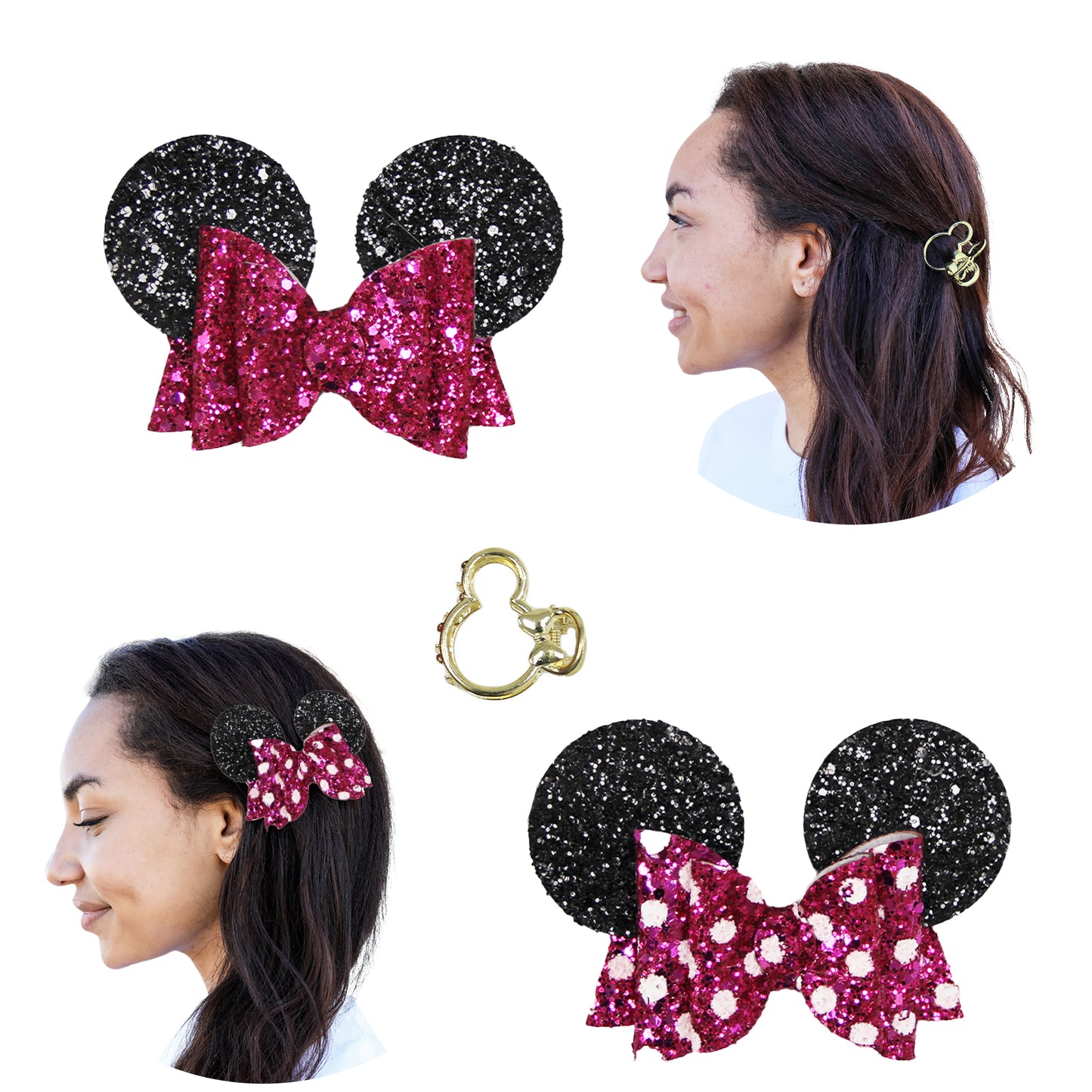 Styla Hair 3 Piece Mouse Ears Clip Set - Pink