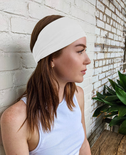 Styla Hair 6 Pack Wide Stretch Boho Headbands - White