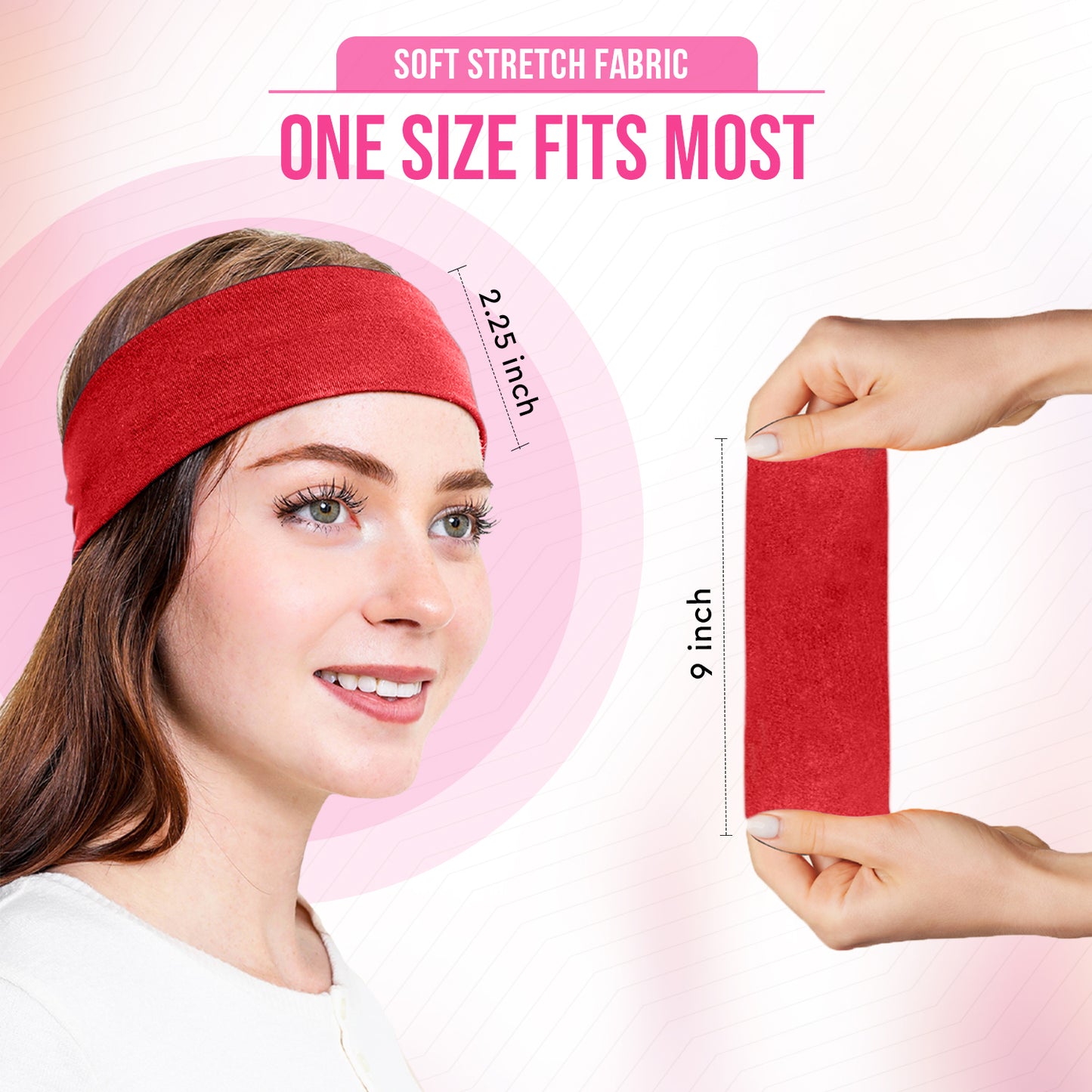 Styla Hair 10 Pack Stretch Fashion Head Bands for Women & Men – Red