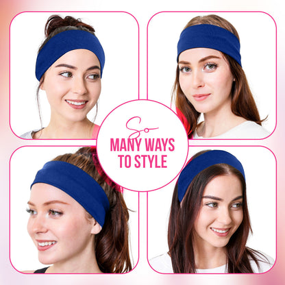 Styla Hair 10 Pack Stretch Fashion Head Bands for Women & Men – Blue