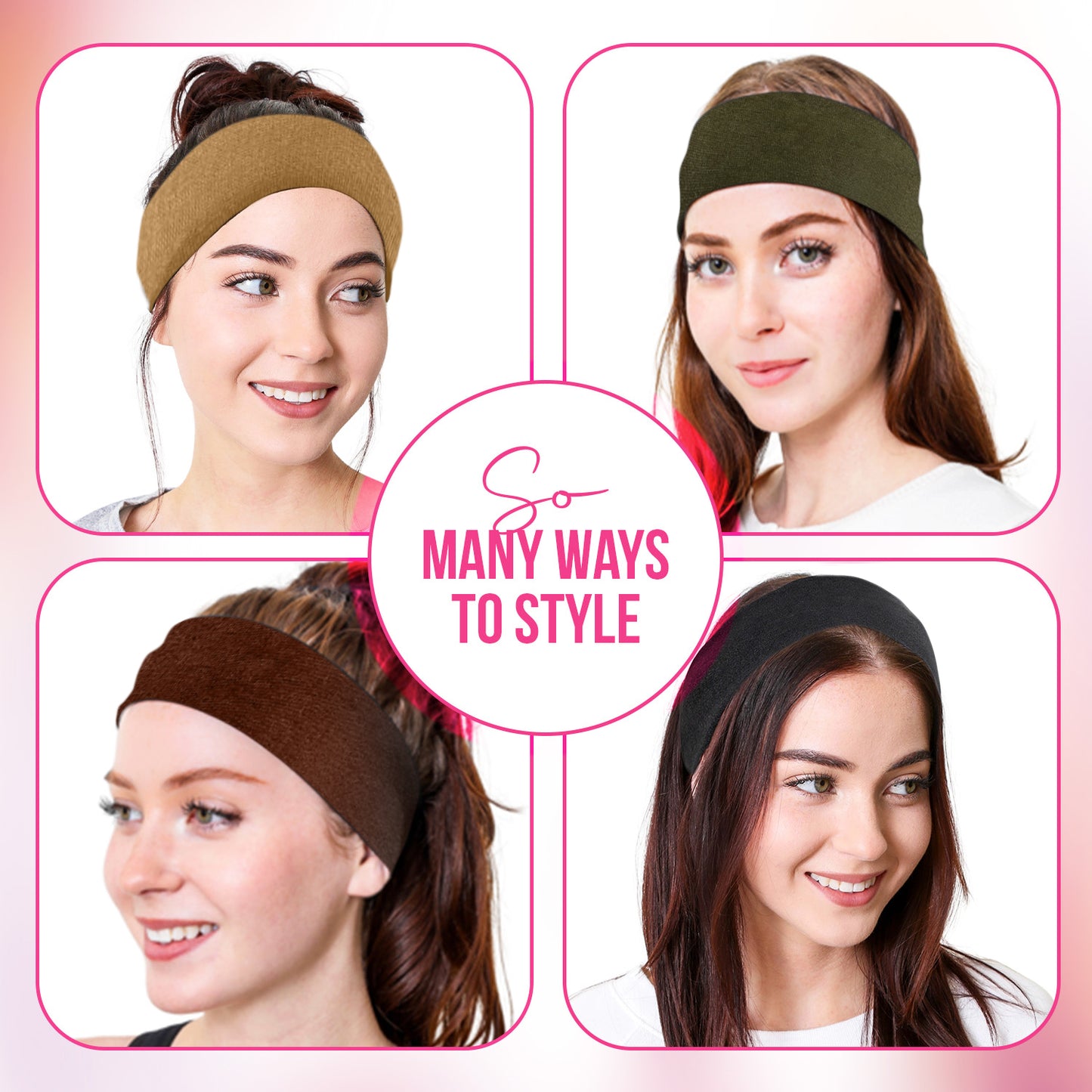 Styla Hair 10 Pack Stretch Fashion Head Bands for Women & Men – Earth