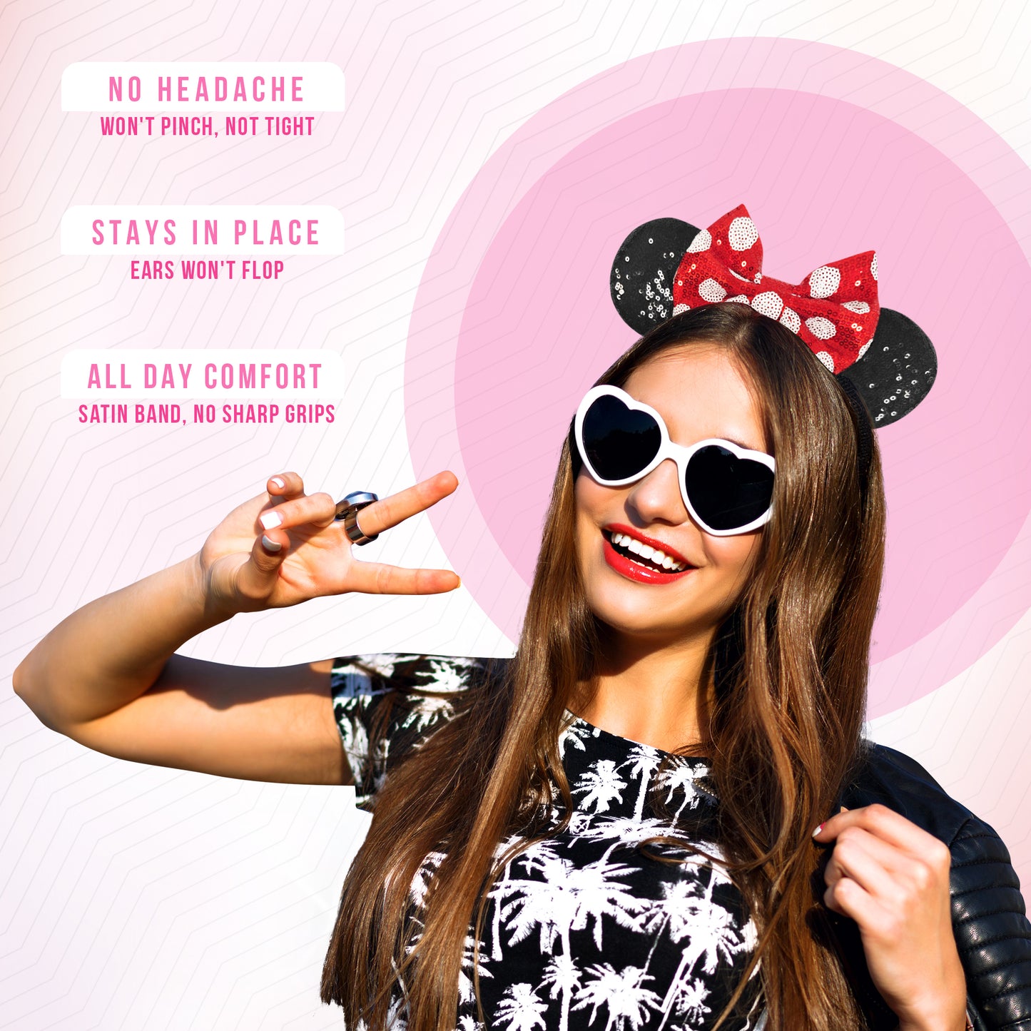 Styla Hair 3 Piece Mouse Ears Headband, Scrunchie & Claw Clip Set – Red Polka Dot