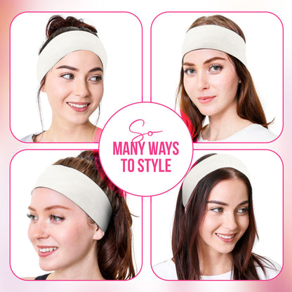 Styla Hair 10 Pack Stretch Fashion Head Bands for Women & Men – White