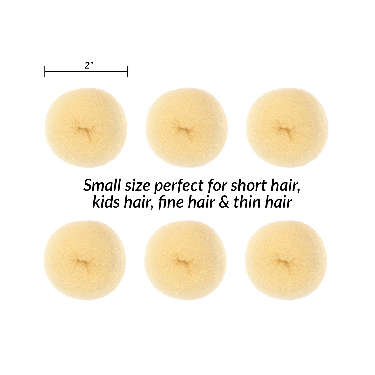 Styla Hair 6 Piece Small Donut Hair Bun Maker for Kids & Women, 2 inch - Blonde