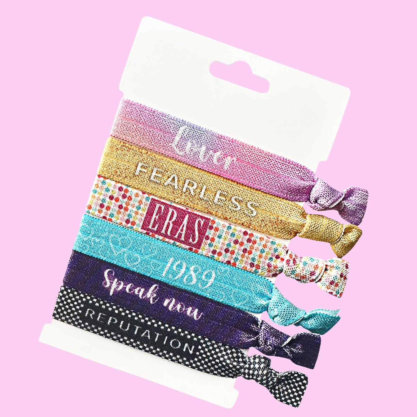 Styla Hair Taylor Inspired Ribbon Elastic Hair Ties, Fun Twist on Friendship Bracelets - 6 Pack Multi Print