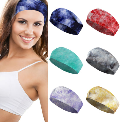 Styla Hair 6 Pack Wide Stretch Boho Headbands - Tie Dye