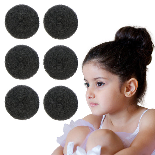 Styla Hair 6 Piece Small Donut Hair Bun Maker for Kids & Women, 2 inch - Black