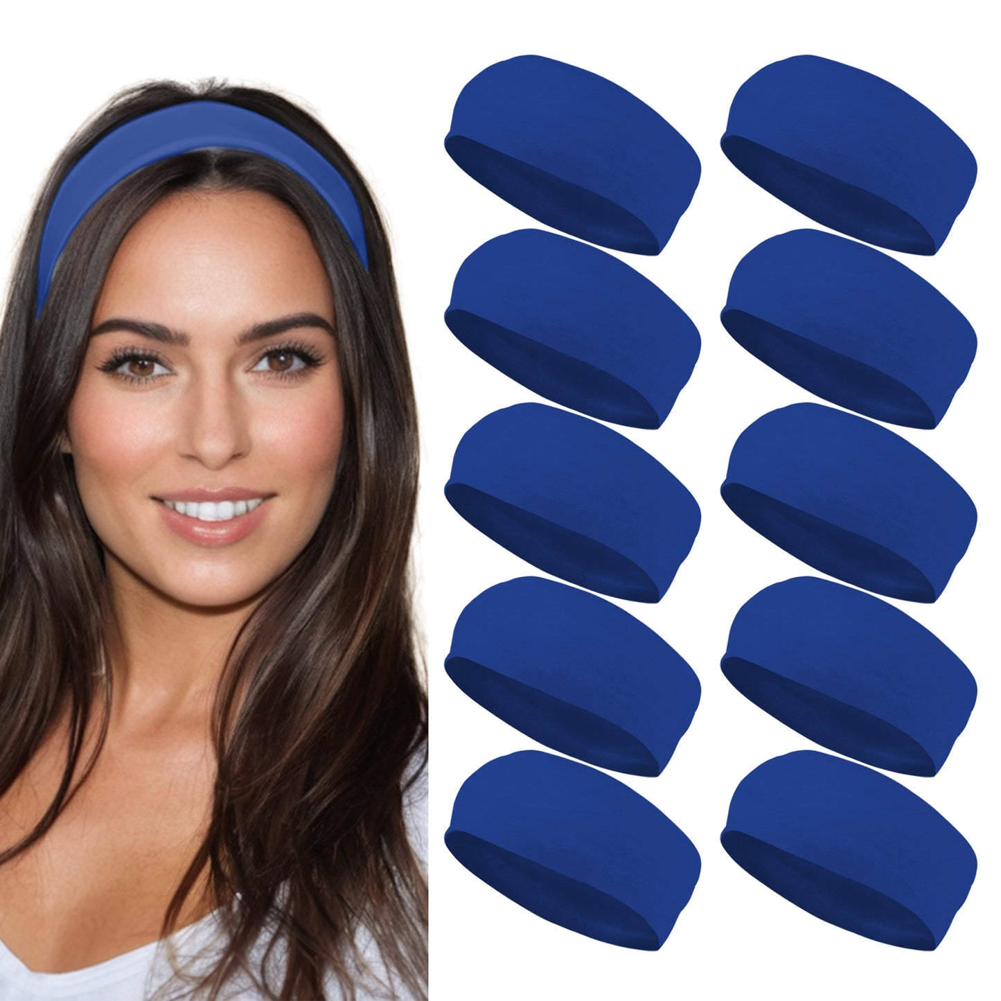 Styla Hair 10 Pack Stretch Fashion Head Bands for Women & Men – Blue