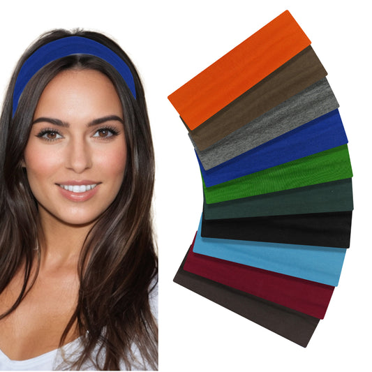 Styla Hair 10 Pack Stretch Fashion Head Bands for Women & Men – Dark