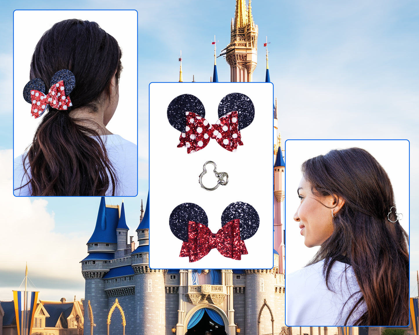 Styla Hair 3 Piece Mouse Ears Clip Set - Red