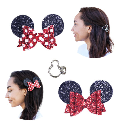 Styla Hair 3 Piece Mouse Ears Clip Set - Red