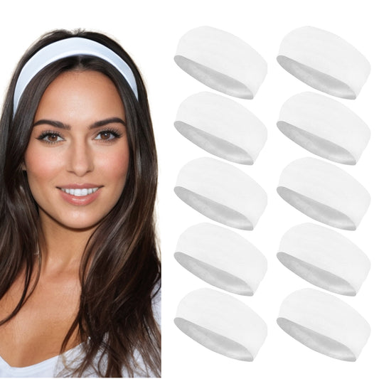 Styla Hair 10 Pack Stretch Fashion Head Bands for Women & Men – White