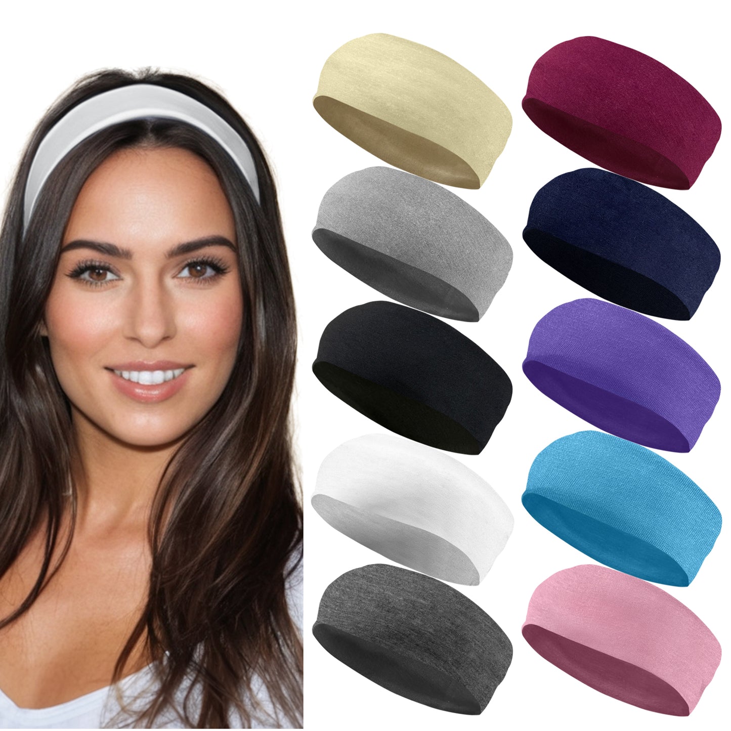 Styla Hair 10 Pack Stretch Fashion Head Bands for Women & Men – Variety