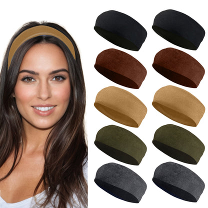 Styla Hair 10 Pack Stretch Fashion Head Bands for Women & Men – Earth