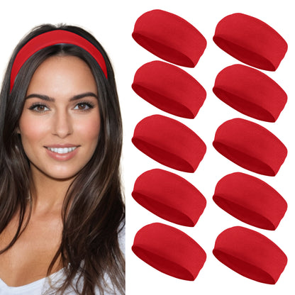 Styla Hair 10 Pack Stretch Fashion Head Bands for Women & Men – Red